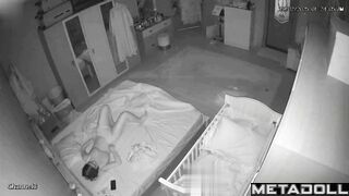 Husband climbs on top of his wife to have sex with her from behind
