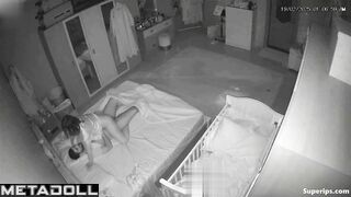 Husband climbs on top of his wife to have sex with her from behind