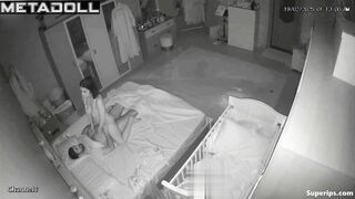 Husband climbs on top of his wife to have sex with her from behind