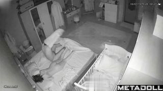 Husband climbs on top of his wife to have sex with her from behind