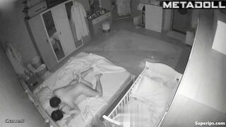 Husband climbs on top of his wife to have sex with her from behind