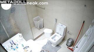 Peeing is her morning ritual (bathroom hidden cam)