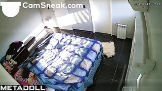 As soon as brunette woke up, she decided to touch her clit