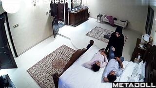 A Muslim mommy plays with the cocks of her two lovers