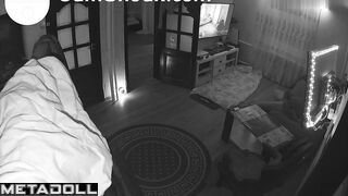 A young, handsome guy quickly jerked off while watching porn on TV