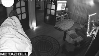 A young, handsome guy quickly jerked off while watching porn on TV