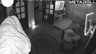 A young, handsome guy quickly jerked off while watching porn on TV
