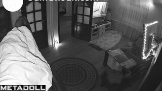 A young, handsome guy quickly jerked off while watching porn on TV