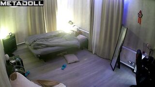 A skinny wife offers her husband her butt while giving him a blowjob