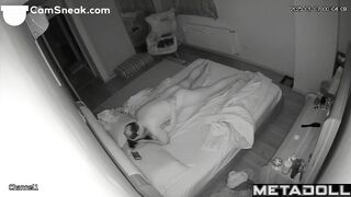 A balding husband tenderly makes love to his beautiful young wife