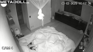 A young brunette woke up to feel her husband's fingers inside her vagina