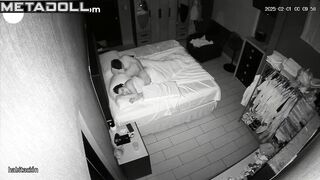 Wife plays with her husband's cock, pressing his hand against her hot cunny
